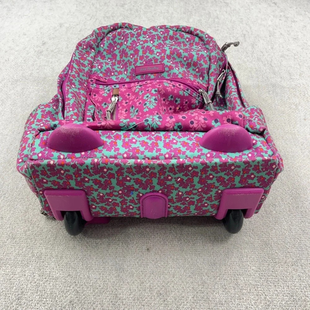 Vera Bradley Rolling Backpack Pink Ditsy Dot Carry On Travel Bag School